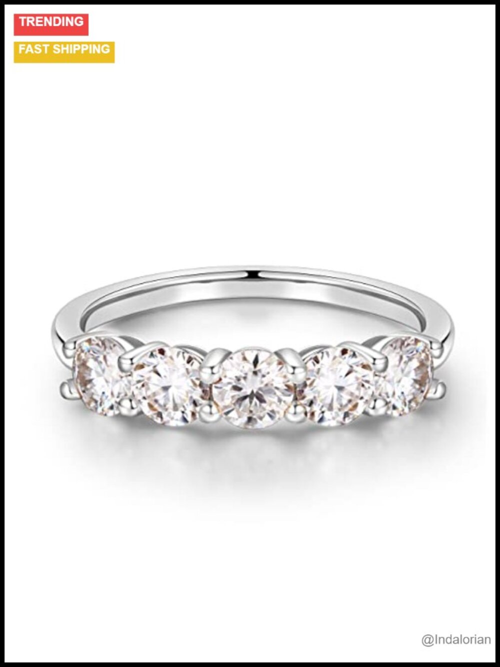 3.75mm Moissanite Wedding Band Round Cut 925 Sterling Silver Ring